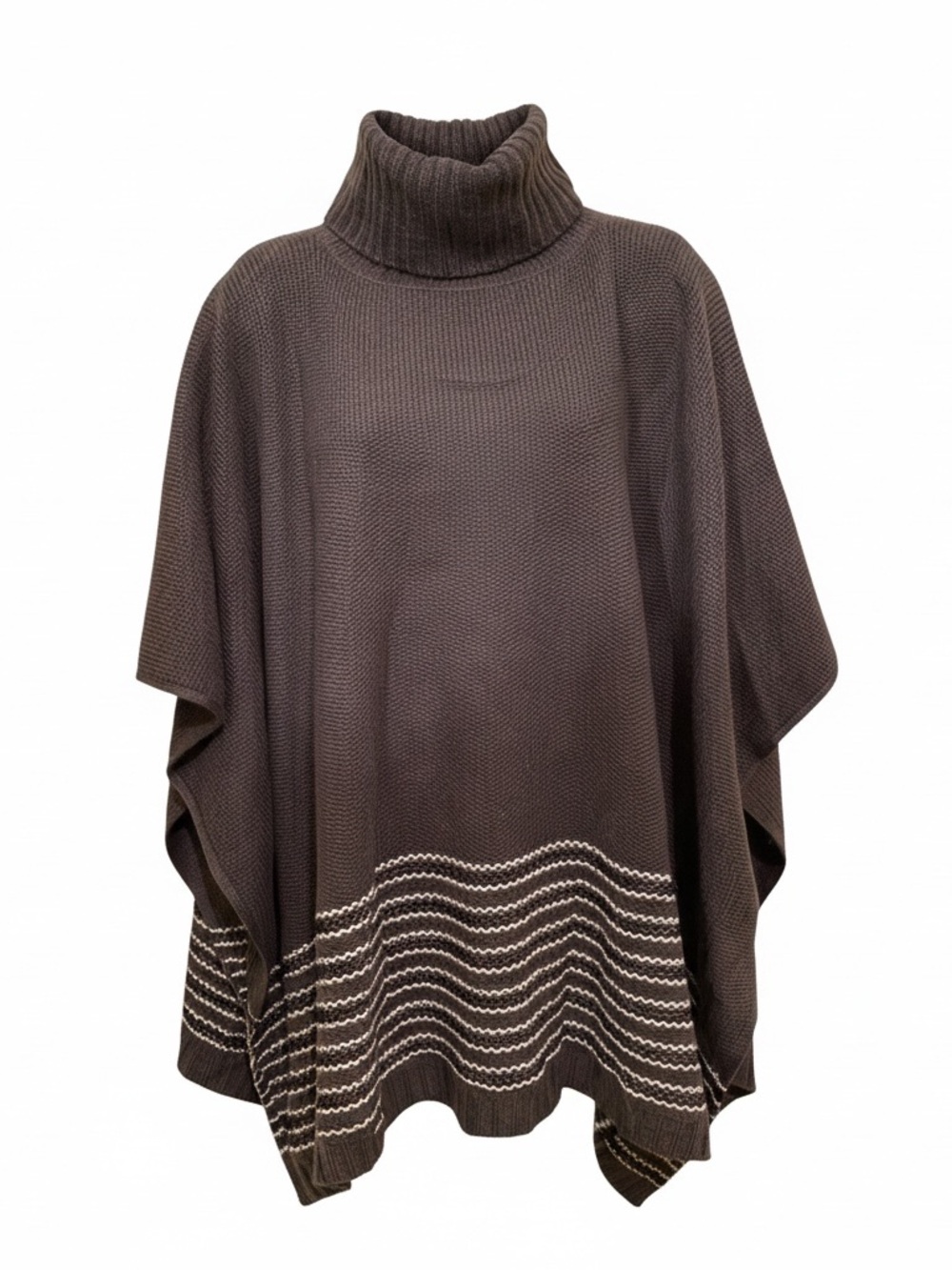 Michael Kors Poncho Cape Gray Pewter Texture Metallic Strip Plush Knit One Size